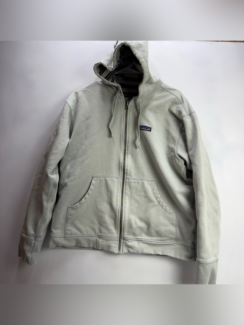 Patagonia Men’s Reversible Grey and Striped Full Zipper Hoodie